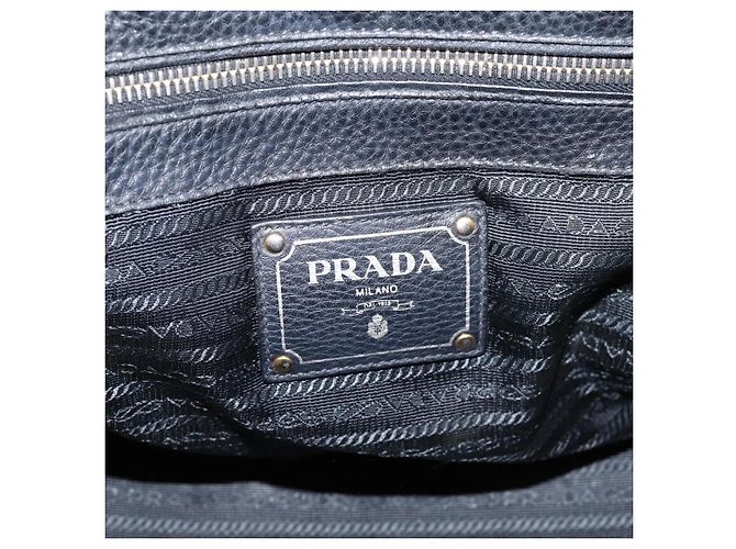 Sac à main PRADA en cuir 2way Noir Or Auth ep16198V Doré - vue 19