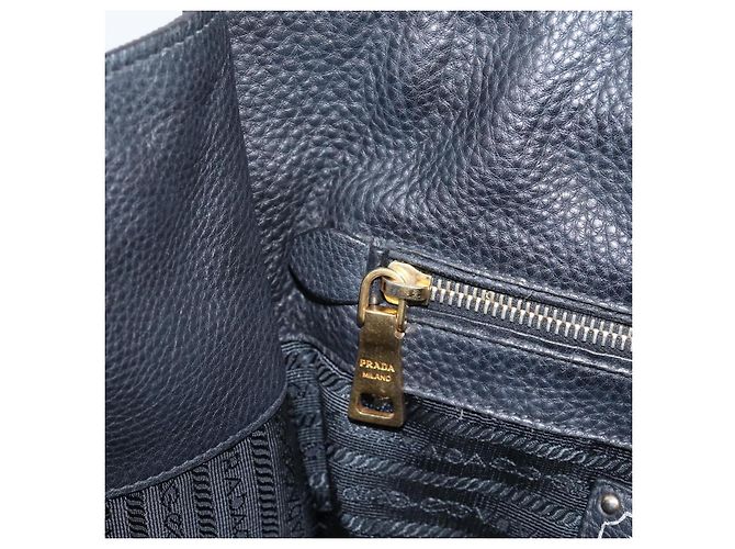 Sac à main PRADA en cuir 2way Noir Or Auth ep16198V Doré - vue 22