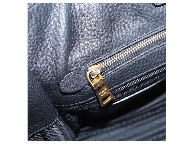 Sac à main PRADA en cuir 2way Noir Or Auth ep16198V Doré - vue 24