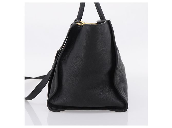 Sac à main PRADA en cuir 2way Noir Or Auth ep16198V Doré - vue 4
