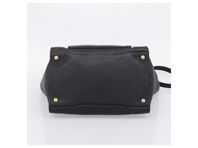 Sac à main PRADA en cuir 2way Noir Or Auth ep16198V Doré - vue 5