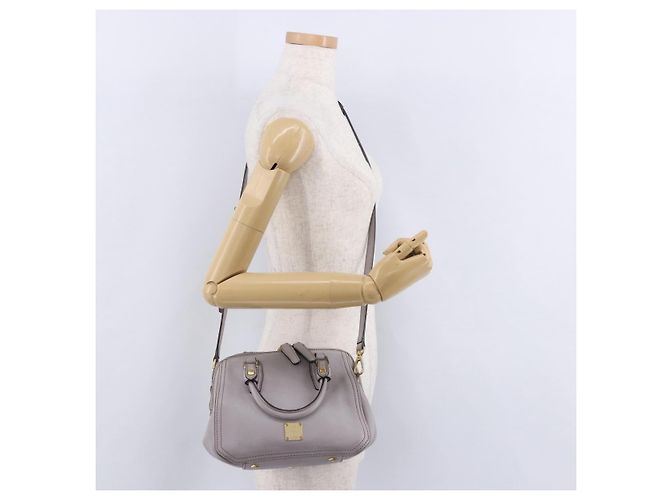 MCM Handtasche Leder 2way Grau Gold Auth 203213 Braun Golden - Ansicht 36