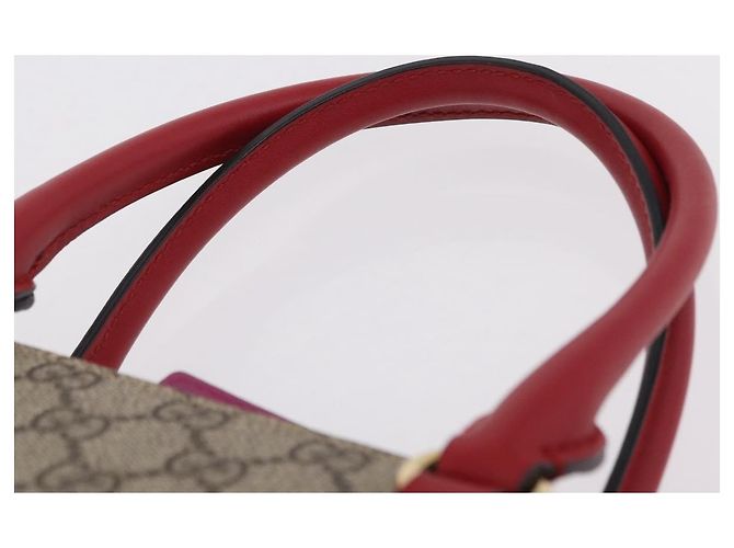 Borsa a mano GUCCI GG Supreme PVC 2way Beige Gold 409531 Auth 203076M D'oro - vista 14