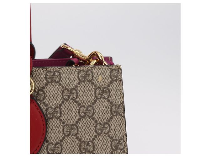 Borsa a mano GUCCI GG Supreme PVC 2way Beige Gold 409531 Auth 203076M D'oro - vista 3