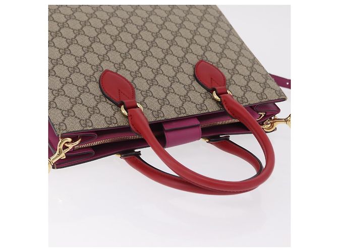 Borsa a mano GUCCI GG Supreme PVC 2way Beige Gold 409531 Auth 203076M D'oro - vista 7