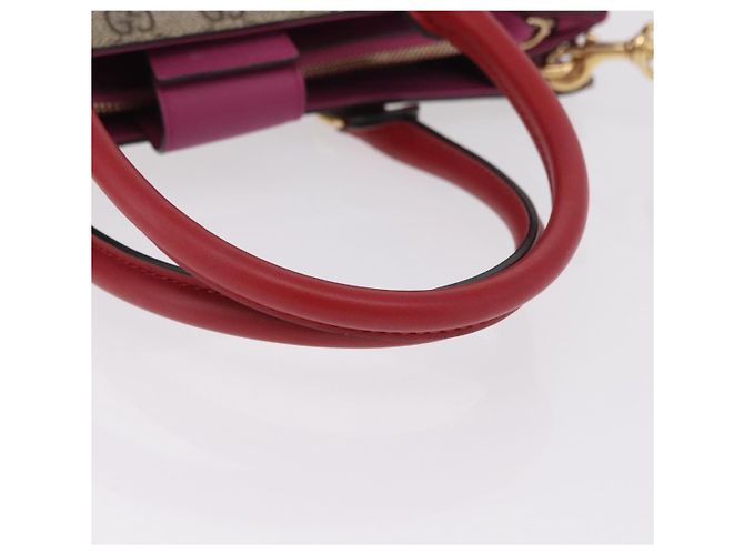 Borsa a mano GUCCI GG Supreme PVC 2way Beige Gold 409531 Auth 203076M D'oro - vista 8