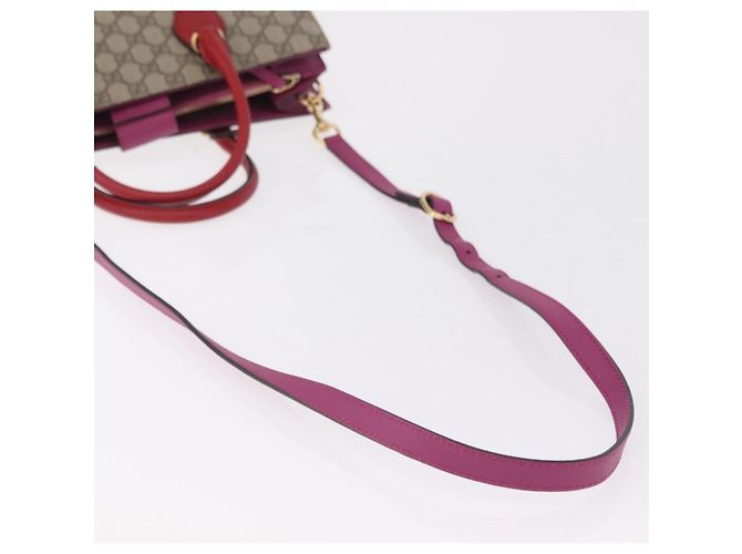 Borsa a mano GUCCI GG Supreme PVC 2way Beige Gold 409531 Auth 203076M D'oro - vista 9