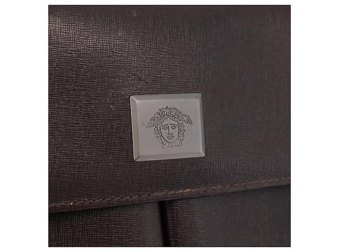 Borsa a pochette Gianni Versace in pelle marrone autentica bs37217 - vista 17
