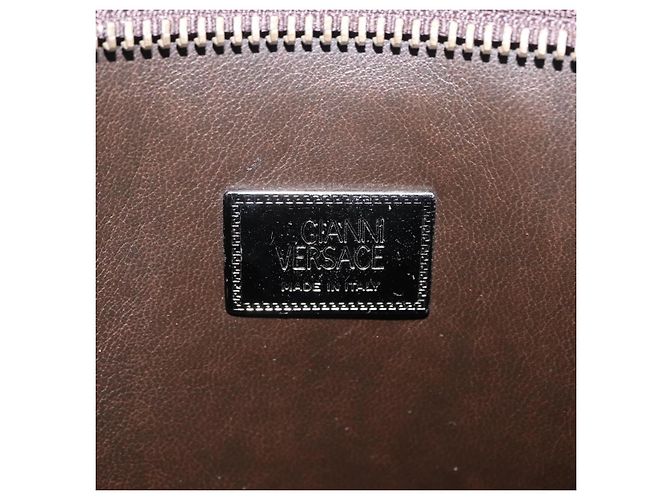 Borsa a pochette Gianni Versace in pelle marrone autentica bs37217 - vista 9