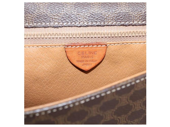 Céline Borsa a tracolla CELINE Macadam Canvas PVC Leather Brown Gold Auth ep15895 Marrone D'oro - vista 12