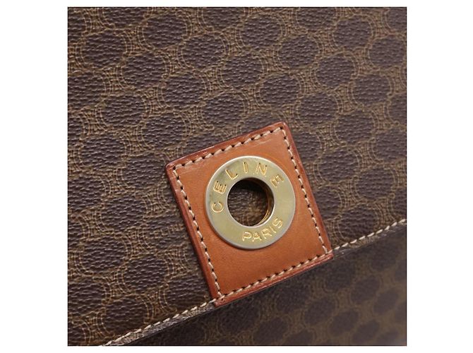 Céline Borsa a tracolla CELINE Macadam Canvas PVC Leather Brown Gold Auth ep15895 Marrone D'oro - vista 17