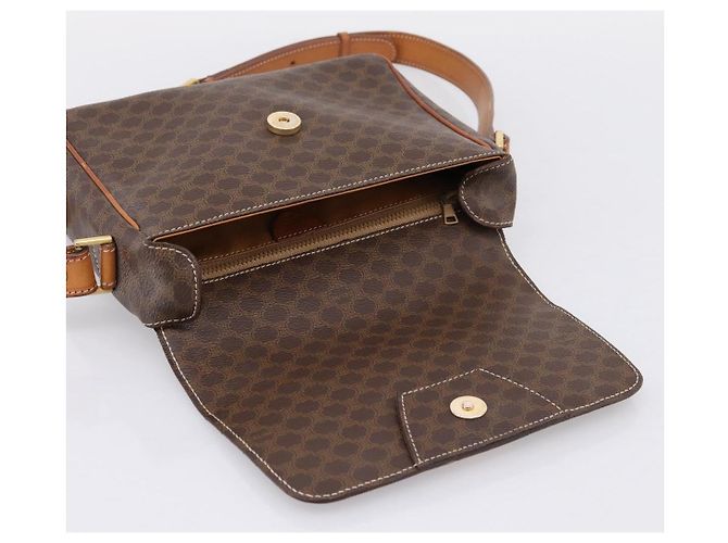 Céline Borsa a tracolla CELINE Macadam Canvas PVC Leather Brown Gold Auth ep15895 Marrone D'oro - vista 18