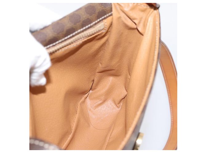 Céline Borsa a tracolla CELINE Macadam Canvas PVC Leather Brown Gold Auth ep15895 Marrone D'oro - vista 20