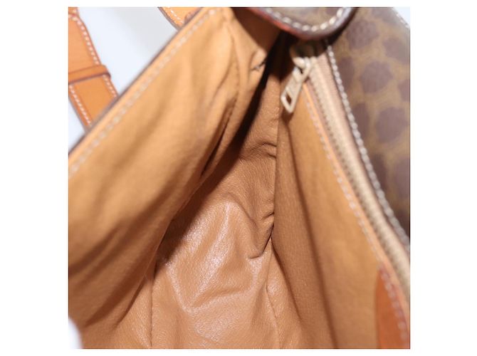 Céline Borsa a tracolla CELINE Macadam Canvas PVC Leather Brown Gold Auth ep15895 Marrone D'oro - vista 21