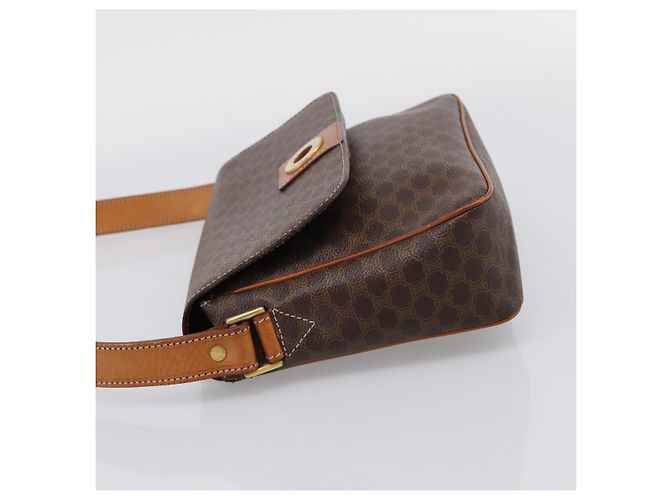 Céline Borsa a tracolla CELINE Macadam Canvas PVC Leather Brown Gold Auth ep15895 Marrone D'oro - vista 3