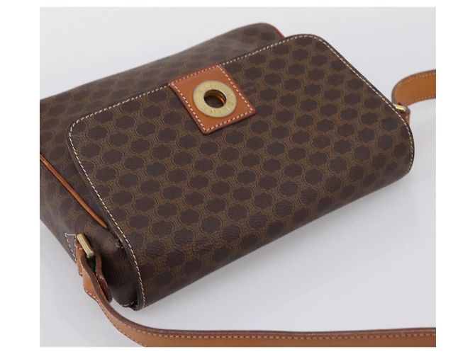Céline Borsa a tracolla CELINE Macadam Canvas PVC Leather Brown Gold Auth ep15895 Marrone D'oro - vista 6