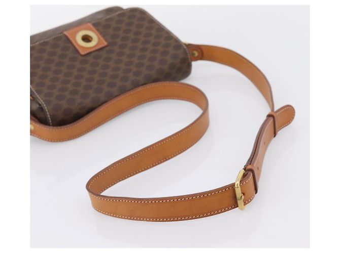 Céline Borsa a tracolla CELINE Macadam Canvas PVC Leather Brown Gold Auth ep15895 Marrone D'oro - vista 7