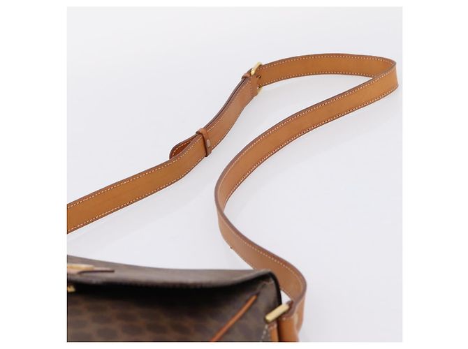 Céline Borsa a tracolla CELINE Macadam Canvas PVC Leather Brown Gold Auth ep15895 Marrone D'oro - vista 8