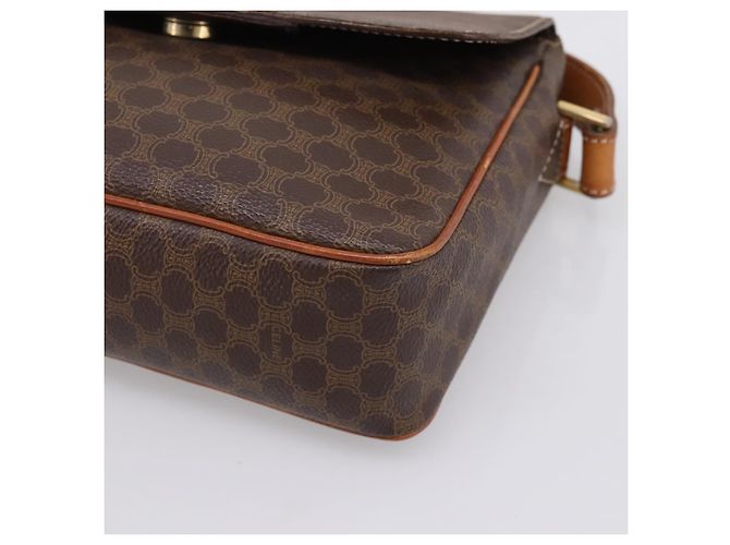 Céline Borsa a tracolla CELINE Macadam Canvas PVC Leather Brown Gold Auth ep15895 Marrone D'oro - vista 9