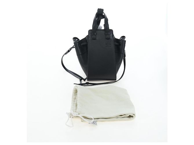 Borsa a tracolla LOEWE Hammock Mini in pelle 2way Nero Argento Auth 204615M - vista 12