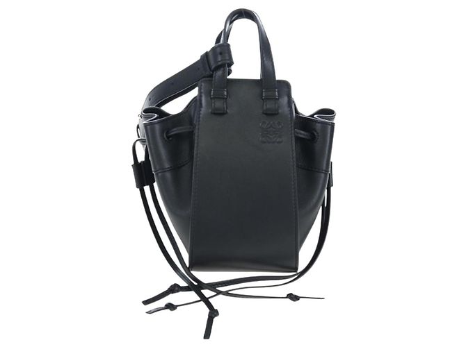 Borsa a tracolla LOEWE Hammock Mini in pelle 2way Nero Argento Auth 204615M - vista 13
