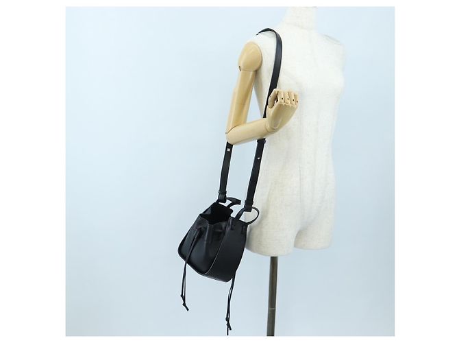 Borsa a tracolla LOEWE Hammock Mini in pelle 2way Nero Argento Auth 204615M - vista 26