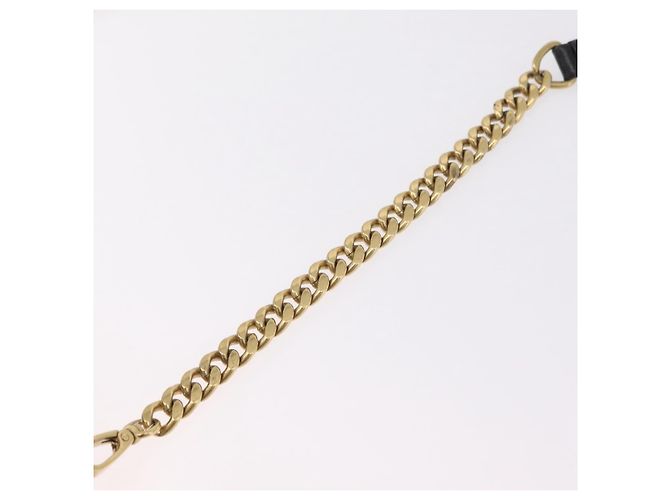 Bolsa de Ombro PRADA com Corrente Franzida em Couro Preto e Ouro Auth 204909A Dourado - vista 10