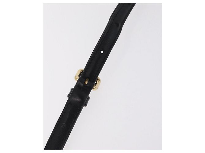 Bolsa de Ombro PRADA com Corrente Franzida em Couro Preto e Ouro Auth 204909A Dourado - vista 8