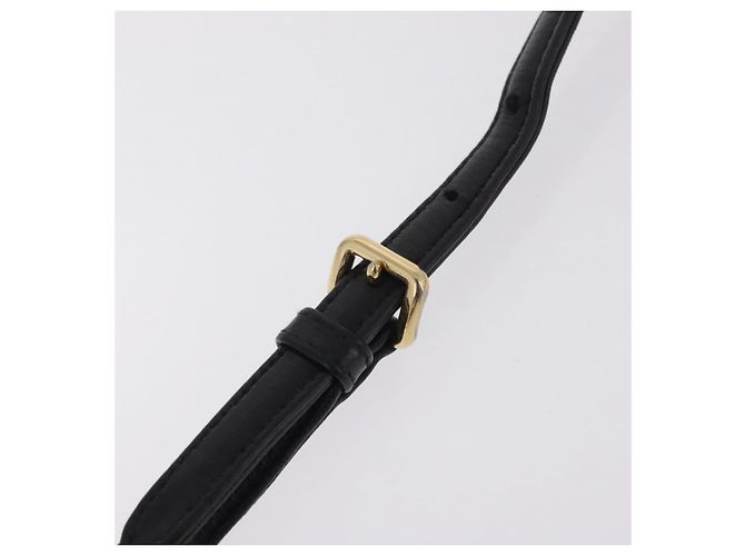 Bolsa de Ombro PRADA com Corrente Franzida em Couro Preto e Ouro Auth 204909A Dourado - vista 9
