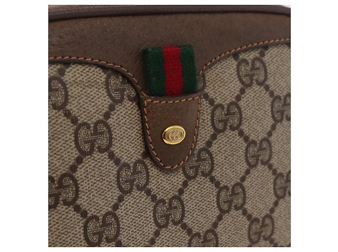 Borsa GUCCI GG Supreme Web Sherry Line PVC Beige Oro 89 02 066 Auth ka6316 D'oro - vista 15