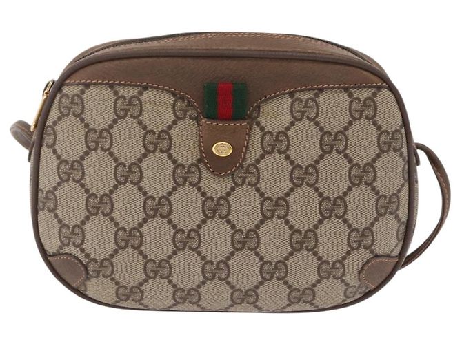 Borsa GUCCI GG Supreme Web Sherry Line PVC Beige Oro 89 02 066 Auth ka6316 D'oro - vista 2