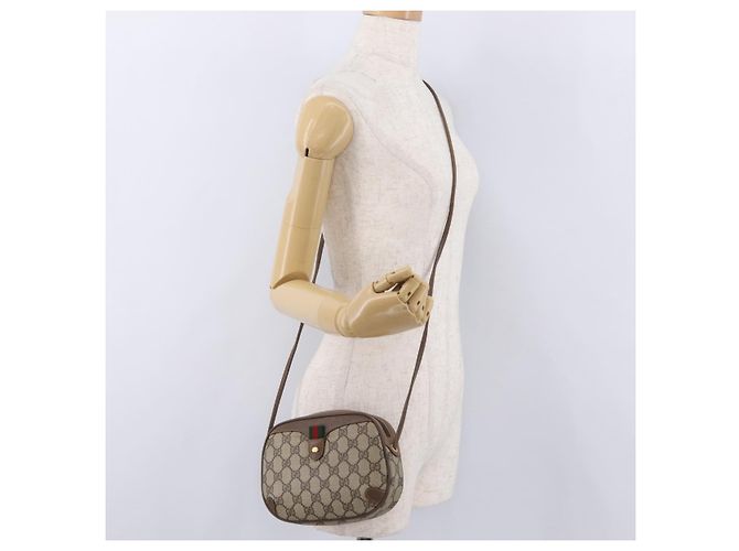 Borsa GUCCI GG Supreme Web Sherry Line PVC Beige Oro 89 02 066 Auth ka6316 D'oro - vista 23