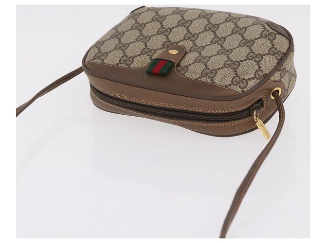 Borsa GUCCI GG Supreme Web Sherry Line PVC Beige Oro 89 02 066 Auth ka6316 D'oro - vista 6