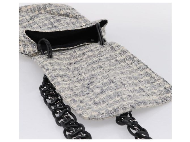 Bolso de hombro CHANEL Tweed Gray Silver CC Auth ar14307SAM Castaño Plata - vista 10