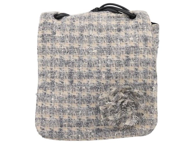 Bolso de hombro CHANEL Tweed Gray Silver CC Auth ar14307SAM Castaño Plata - vista 13