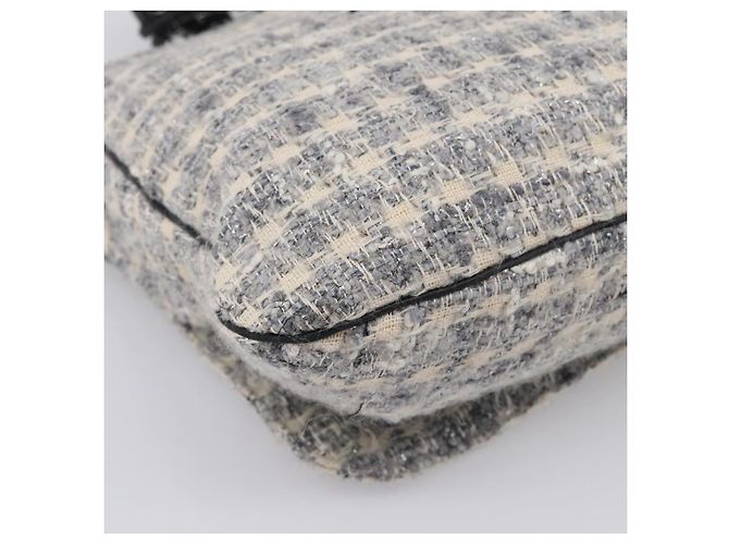 Bolso de hombro CHANEL Tweed Gray Silver CC Auth ar14307SAM Castaño Plata - vista 16