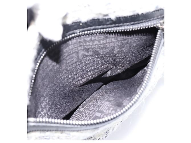 Bolso de hombro CHANEL Tweed Gray Silver CC Auth ar14307SAM Castaño Plata - vista 23