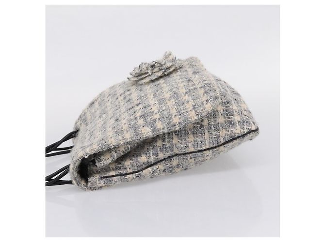 Bolso de hombro CHANEL Tweed Gray Silver CC Auth ar14307SAM Castaño Plata - vista 3