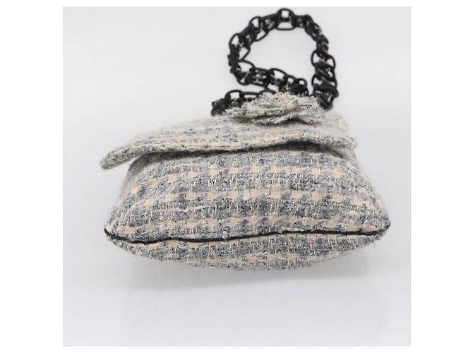 Bolso de hombro CHANEL Tweed Gray Silver CC Auth ar14307SAM Castaño Plata - vista 5