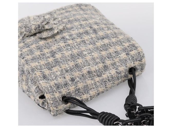 Bolso de hombro CHANEL Tweed Gray Silver CC Auth ar14307SAM Castaño Plata - vista 6