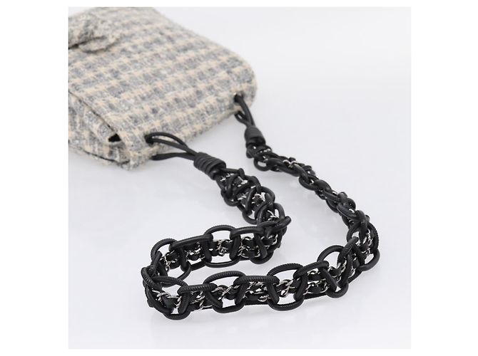 Bolso de hombro CHANEL Tweed Gray Silver CC Auth ar14307SAM Castaño Plata - vista 7