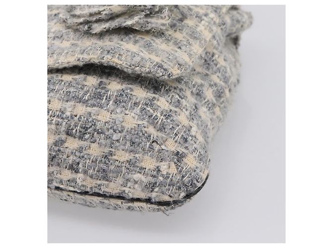 Bolso de hombro CHANEL Tweed Gray Silver CC Auth ar14307SAM Castaño Plata - vista 9