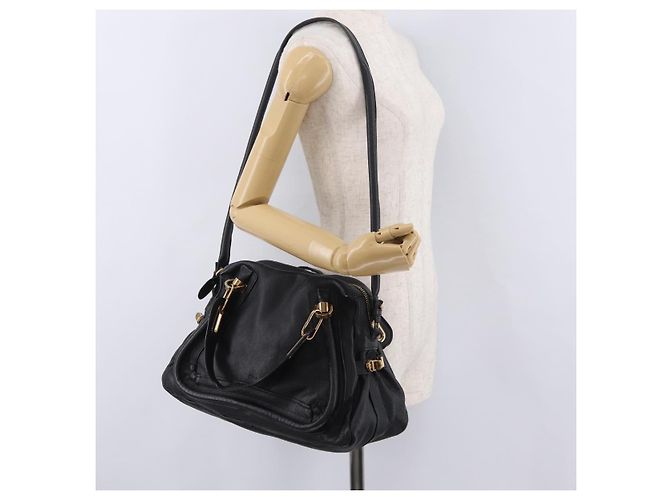 Chloé Borsa Chloe Paraty in pelle 2way Nero Oro Auth 206089V D'oro - vista 25