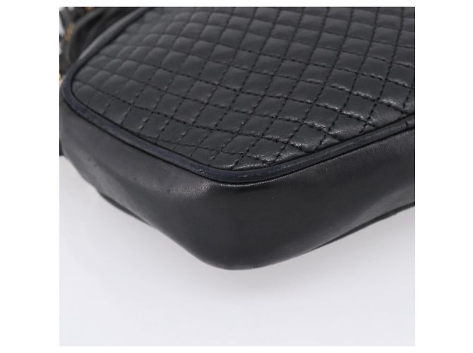 Bally Chain Shoulder Bag Leather Black Gold Tone Auth BA16147 - view 14