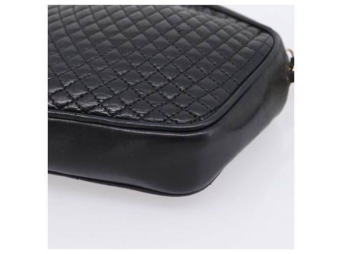 Bally Chain Shoulder Bag Leather Black Gold Tone Auth BA16147 - view 15