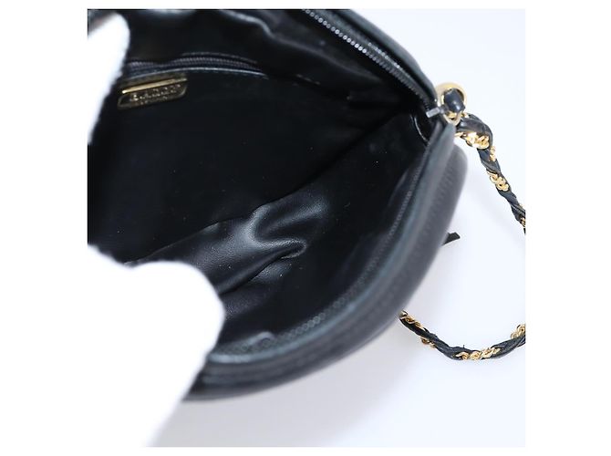 Bally Chain Shoulder Bag Leather Black Gold Tone Auth BA16147 - view 18