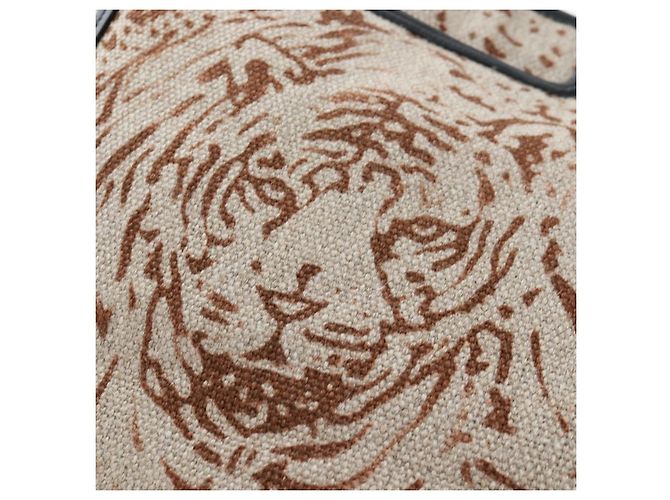 Chloé Bolso de Mano Chloe Canvas Beige Gold Auth 204138A Dorado - vista 12