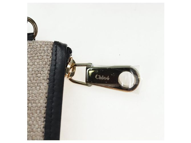 Chloé Bolso de Mano Chloe Canvas Beige Gold Auth 204138A Dorado - vista 17