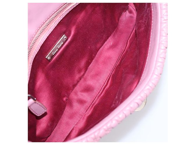 Borsa a tracolla Miu Miu Matelassé con catena in pelle 2way Rosa Argento Auth 206370A - vista 11