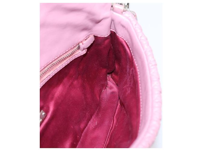 Borsa a tracolla Miu Miu Matelassé con catena in pelle 2way Rosa Argento Auth 206370A - vista 25